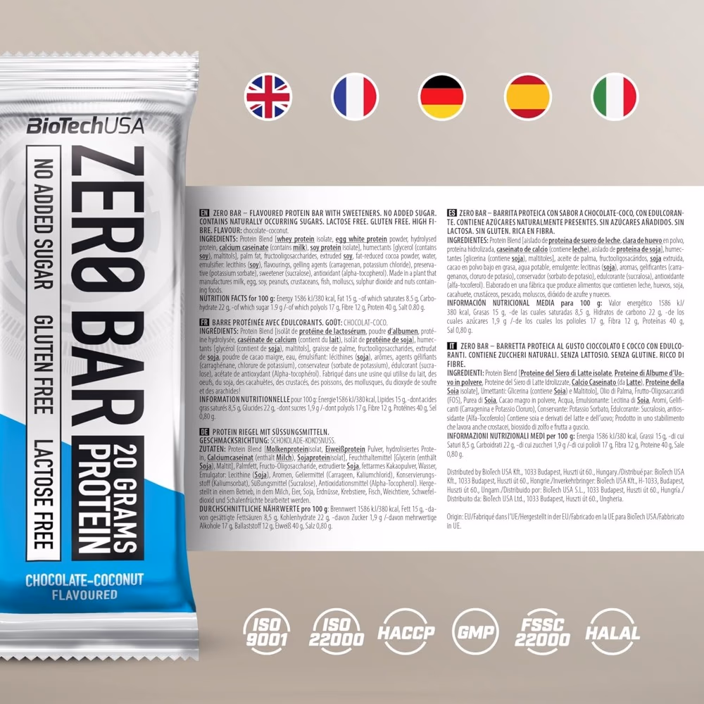 Biotech Zero Bar Chocolate Coconut 50g 3