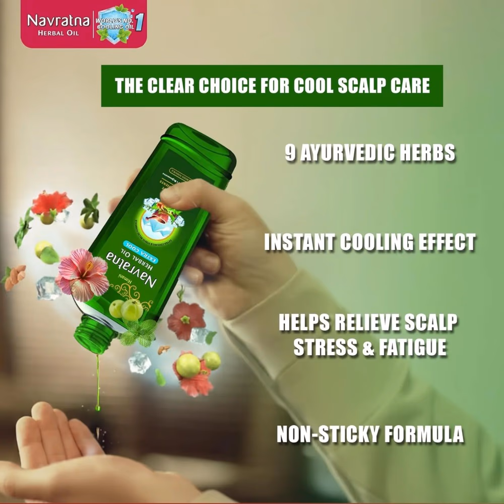 Navratna Extra Cool Herbal Oil 200ml 4