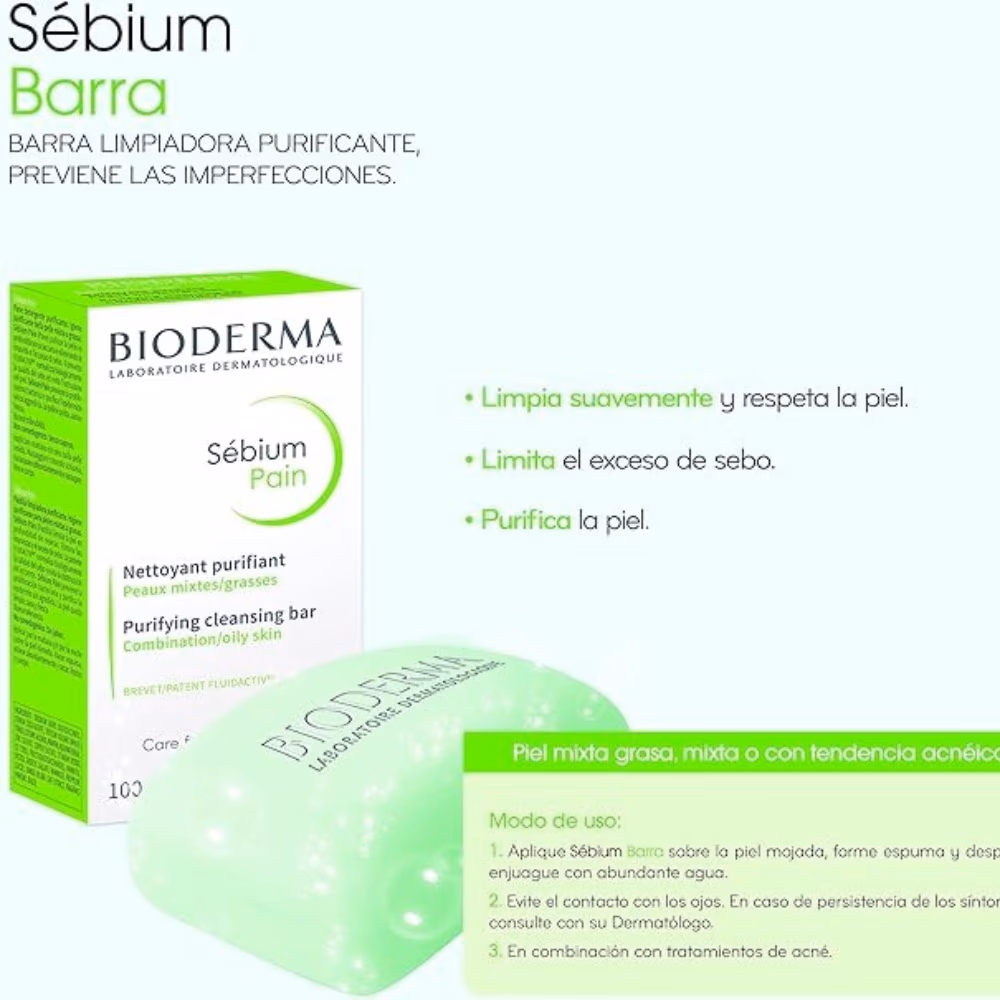 Bioderma Sebium Pain Purifying Cleansing Bar 100gm 2