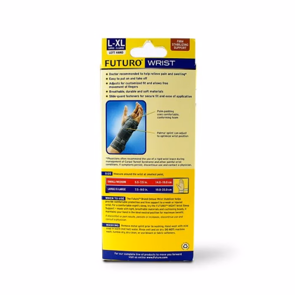 3M Futuro Wrist Deluxe Stabilizer (45538) - Left Hand - Large/XL Size - 1 Wrist Stabilizer 3