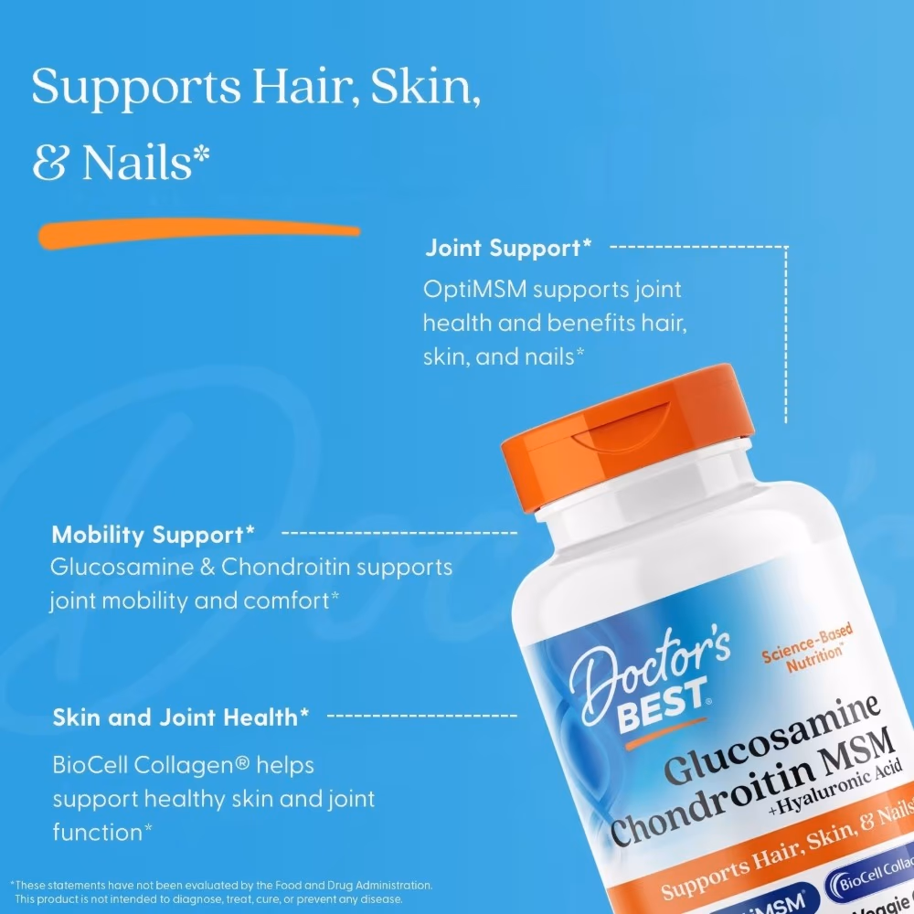 Doctor's Best Glucosamine Chondroitin MSM + Hyaluronic Acid, 150 Vegetarian Capsules 4