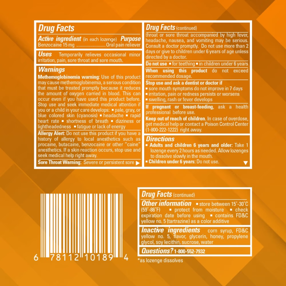 Chloraseptic Warming Lozenges Honey Lemon 2