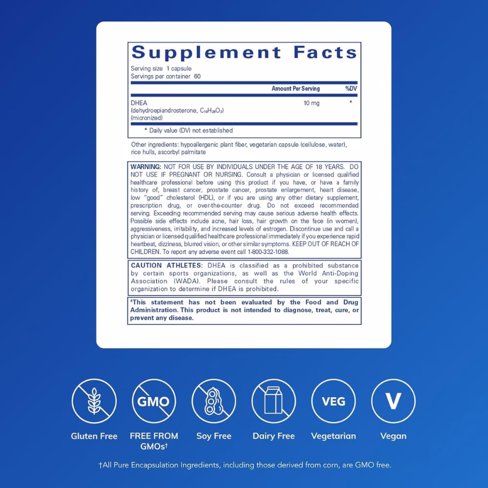 Pure Encapsulations DHEA 10mg -60 Capsules 2
