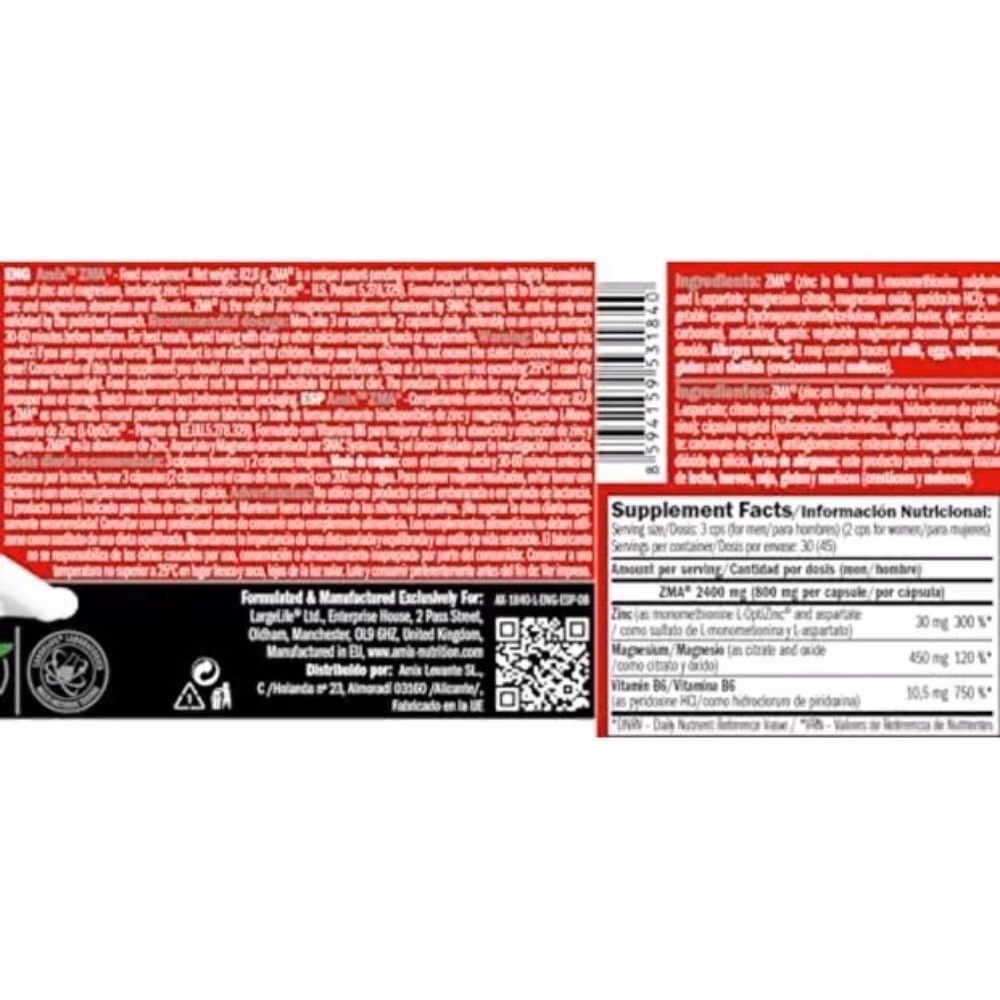 Amix ZMA 2400mg - 90 Vege Capsules 2