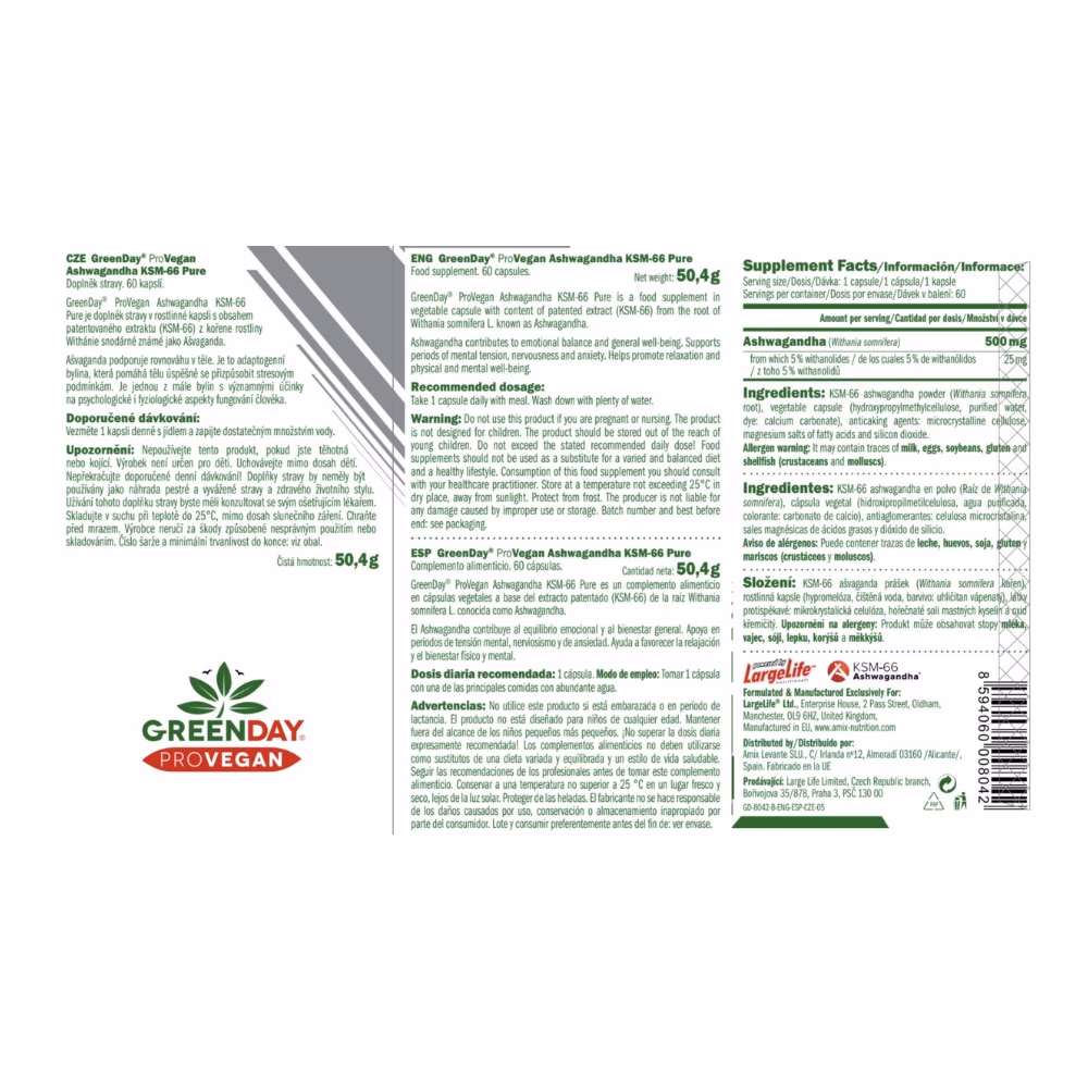 Amix GreenDay ProVegan Ashwagandha KSM-66 Pure - 60 Vege Capsule 2