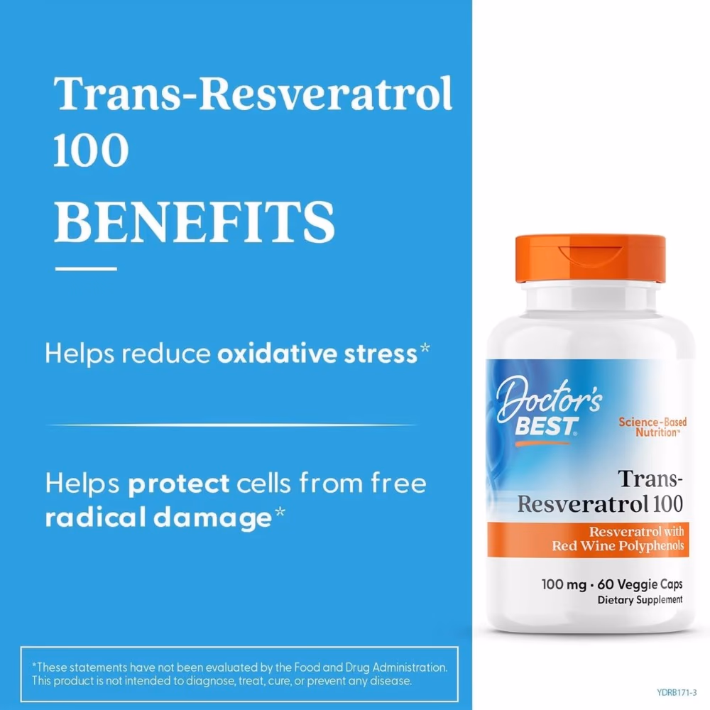 Doctor's Best Trans-Resveratrol 100mg, 60 Vegetarian Capsules 4