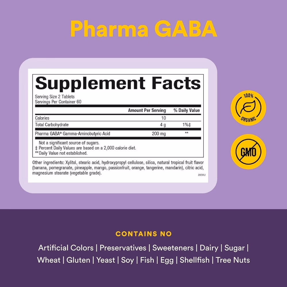 Natural Factors Stress Relax Pharma Gaba Chew -120 Tablets  3