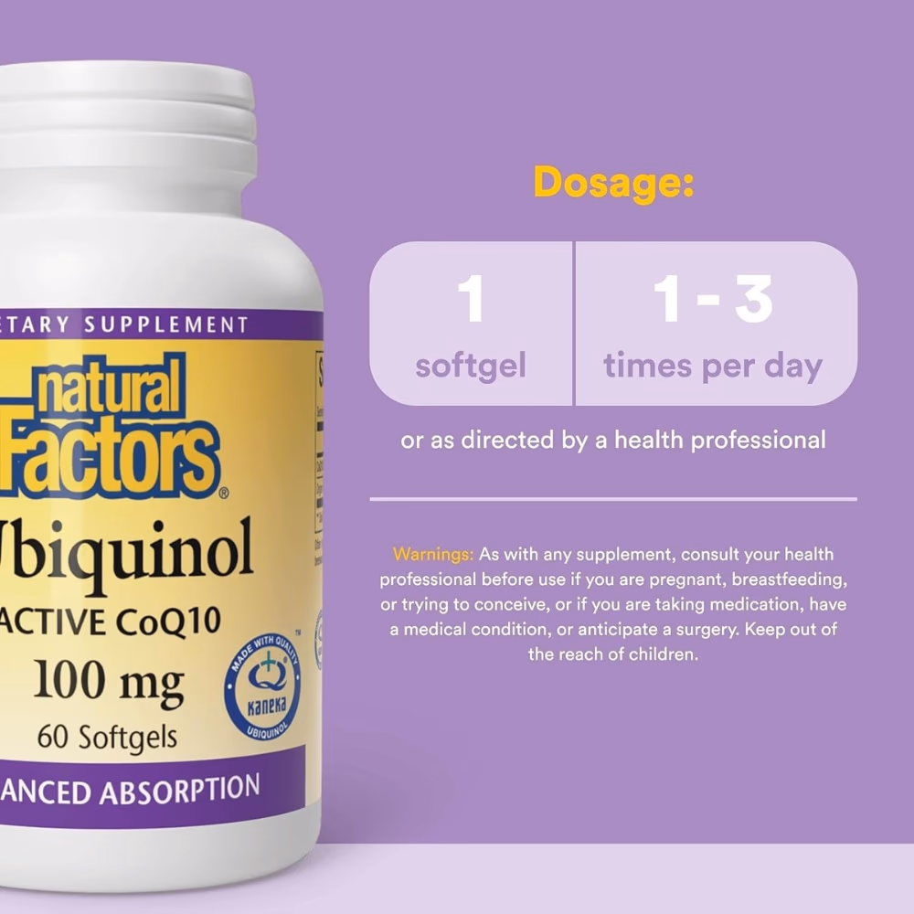 Natural Factors Ubiquinol Active CoQ10 100 mg 60 Softgels 3