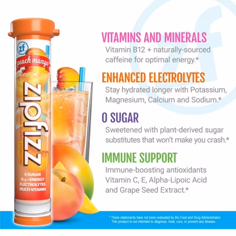 Zipfizz Electrolyte Multivitamin 11g Peach Mango 2