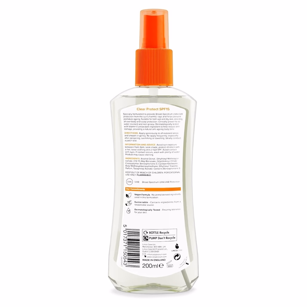 Calypso Clear Protect SPF15 Dry Oil Spray 200ml 2
