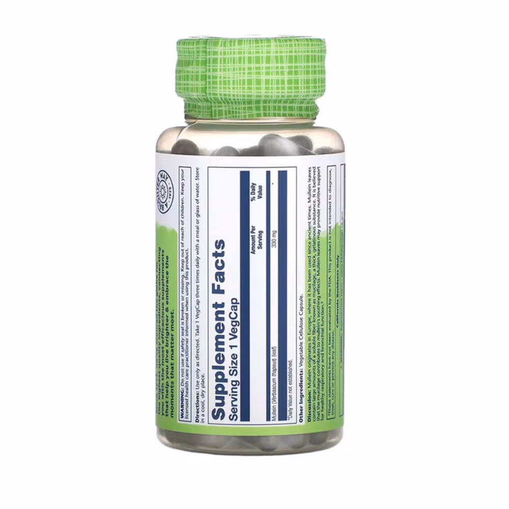 Solaray Mullein Whole Leaf 330mg-100 Capsules 2