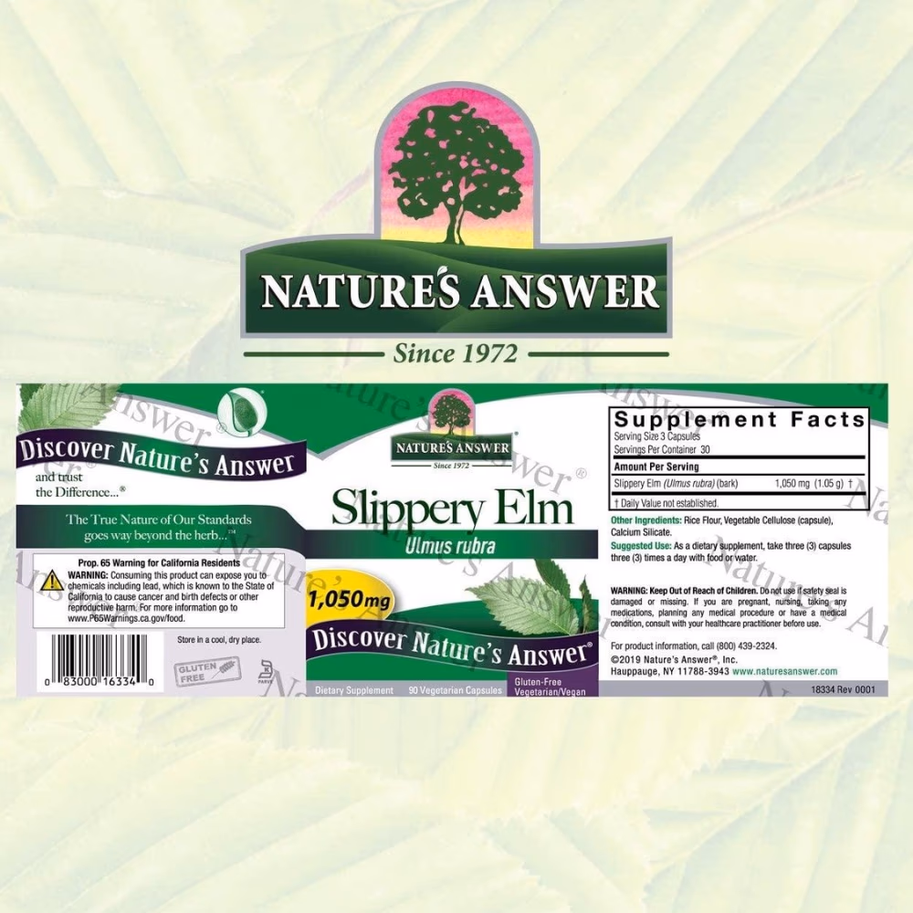 Natures Answer Slipery Elm Bark 1050mg-90 Capsules 4