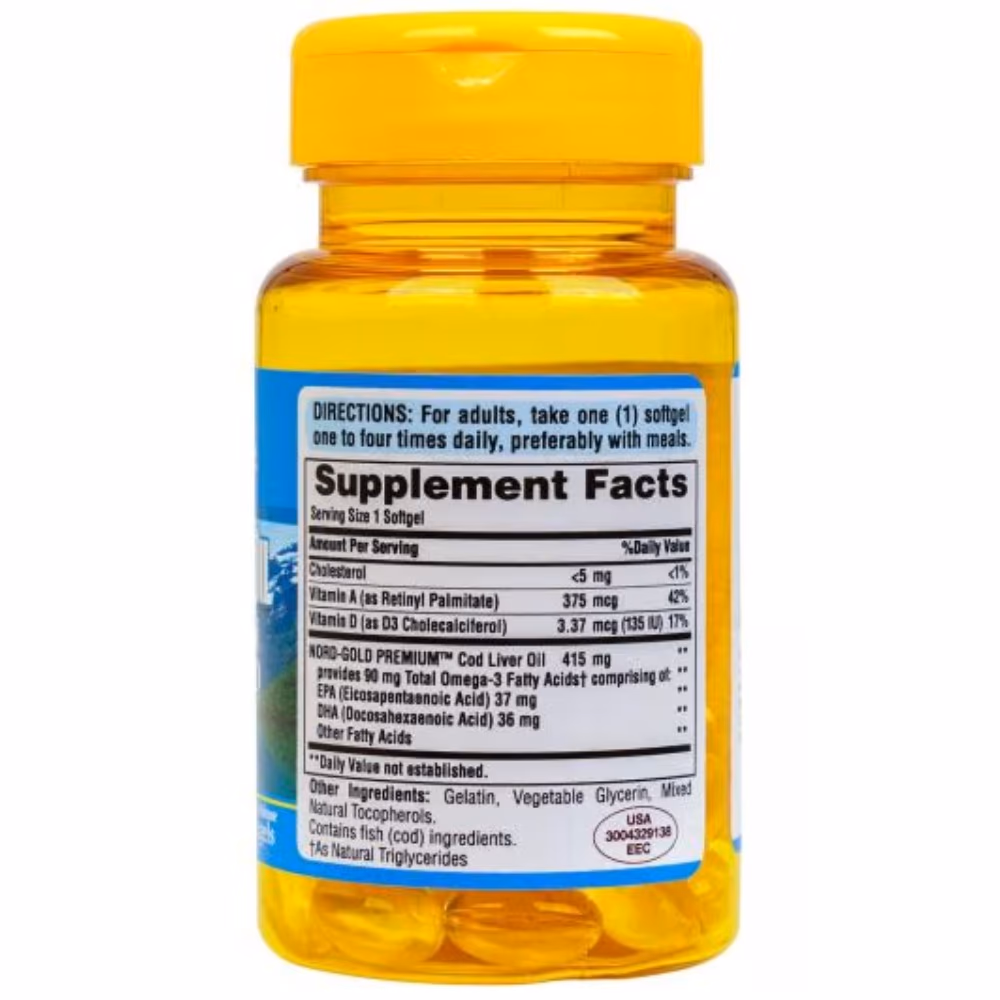 Puritan's Pride Cod Liver Oil 30 Softgels 2