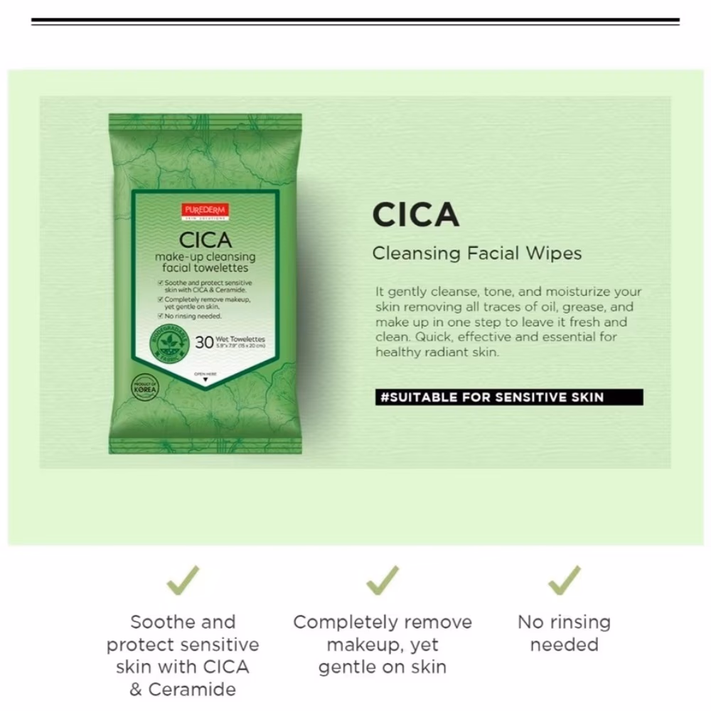 Purederm Cica Makeup Remover Towels 30s ADS-642 2