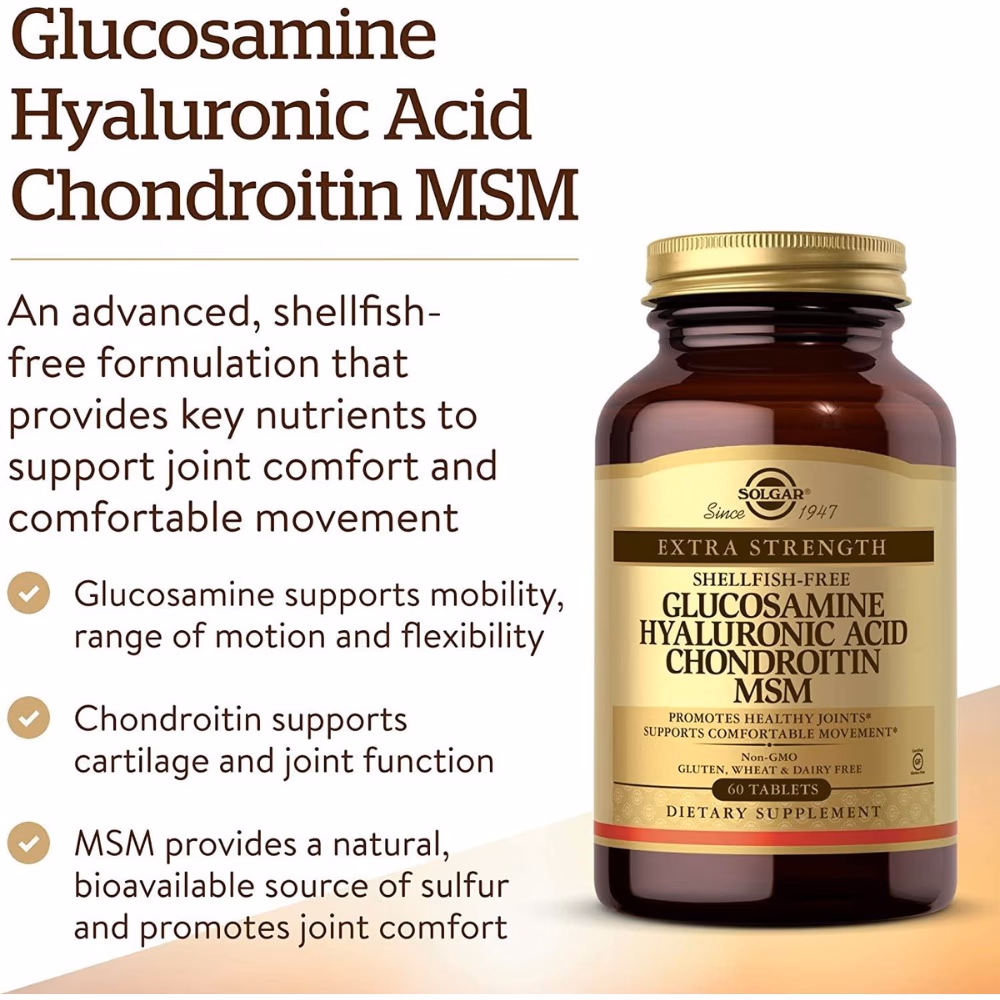 Solgar Glucosamine Hyaluronic Acid Chondroitin + MSM 60 Tabs 2