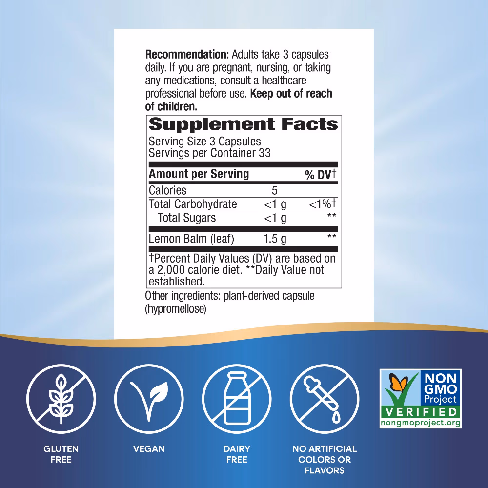 Natures Way Melissa (Lemon Balm) Leaf Capsules 100s 5