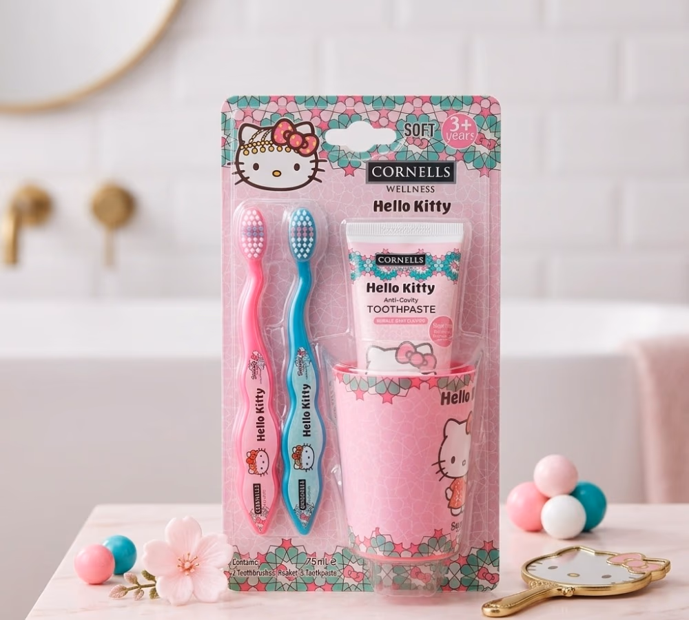 Cornells Hello Kitty 2 Toothbrush Beaker & Toothpaste Set 3