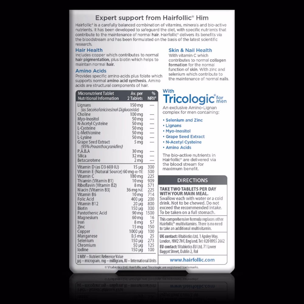 Vitabiotics Wellman Hairfolic with Tricologic 60 Tabs 3