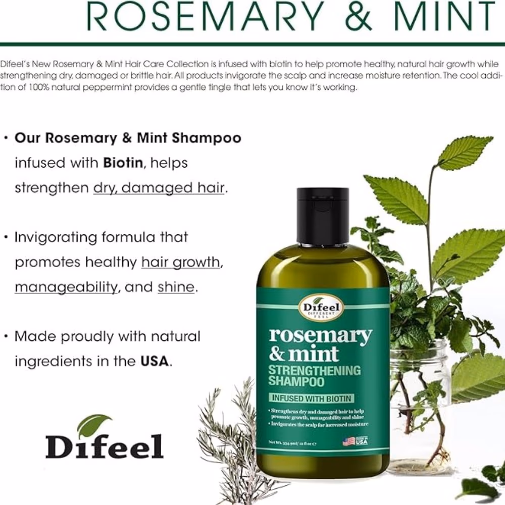 Difeel Rosemary & Mint Hair Strengthening Shampoo 12oz 2