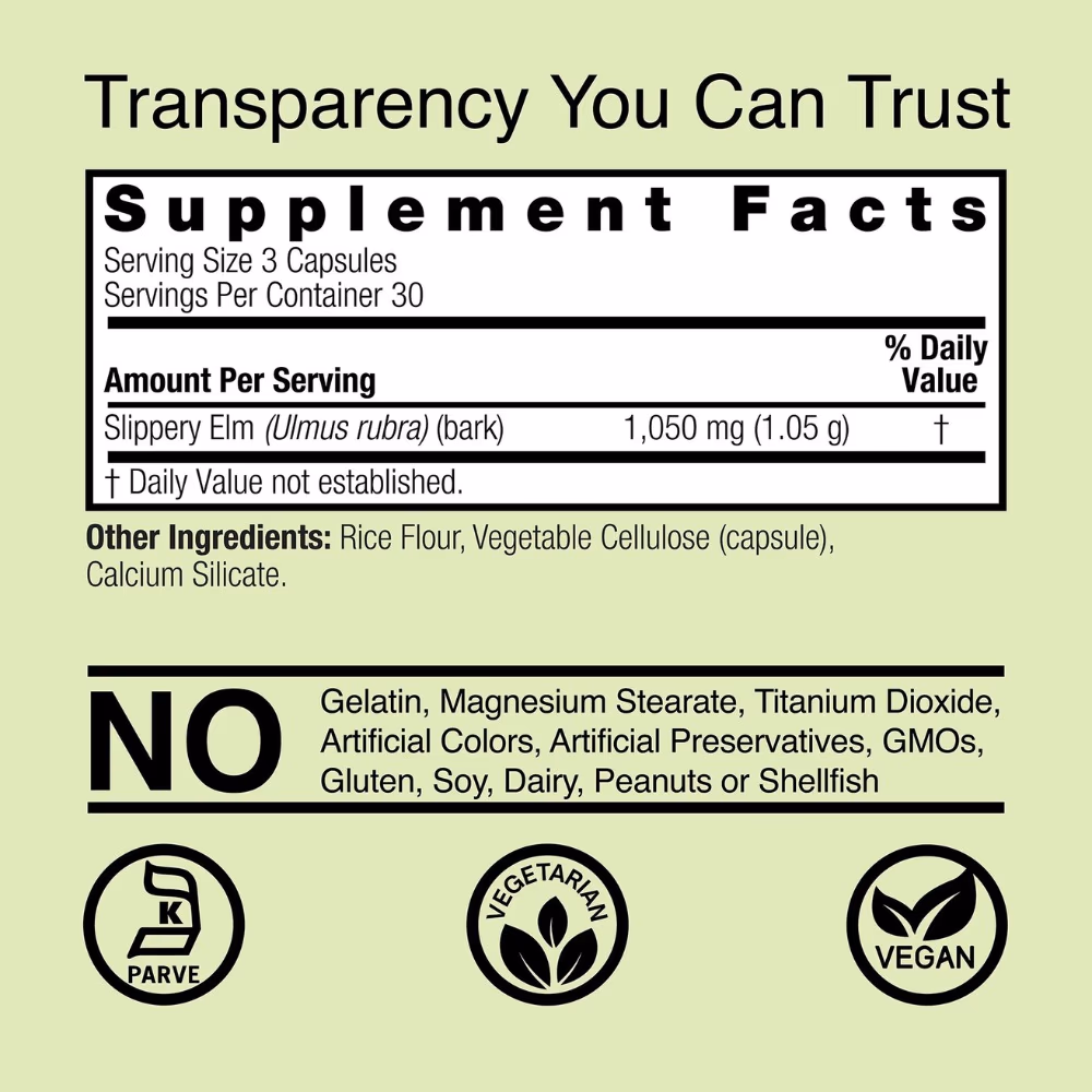 Natures Answer Slipery Elm Bark 1050mg-90 Capsules 5