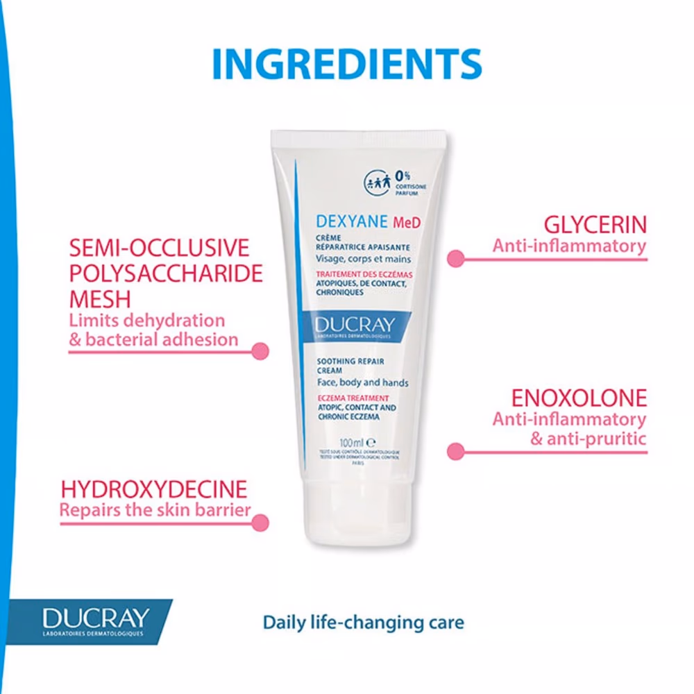 Ducray Dexyane Med Eczema Soothing Repair Cream 100ml - Relief for Dry, Itchy Eczema-Prone Skin 3