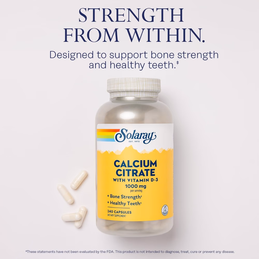 Solaray Calcium Citrate With Vitamin D3 1000mg-240 Capsules 2