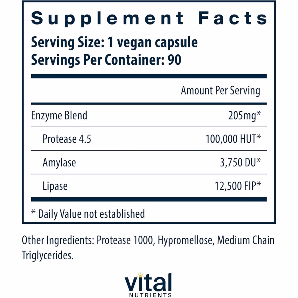 Vital Nutrients Pancreatic Enzymes-90 Capsules 3