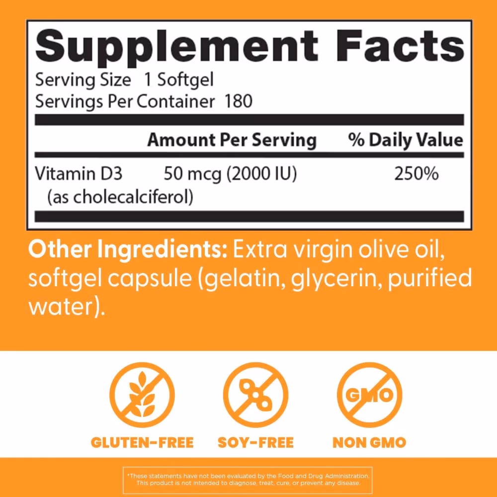 Doctor's Best Vitamin D3 2000 IU, 180 Softgels 4