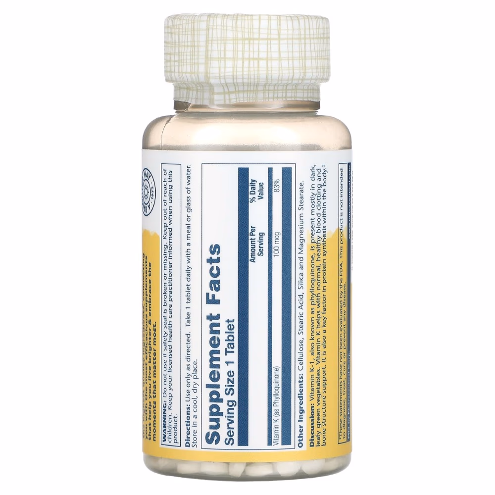 Solaray Vitamin K 100mcg 100 Tabs 3