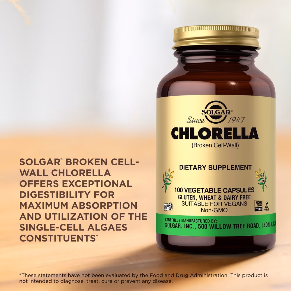 SOLGAR Chlorella - 100 Vegetable Capsules 2