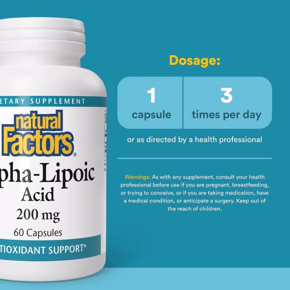 Natural Factors Alpha Lipoic Acid 200mg 60 Capsules 3