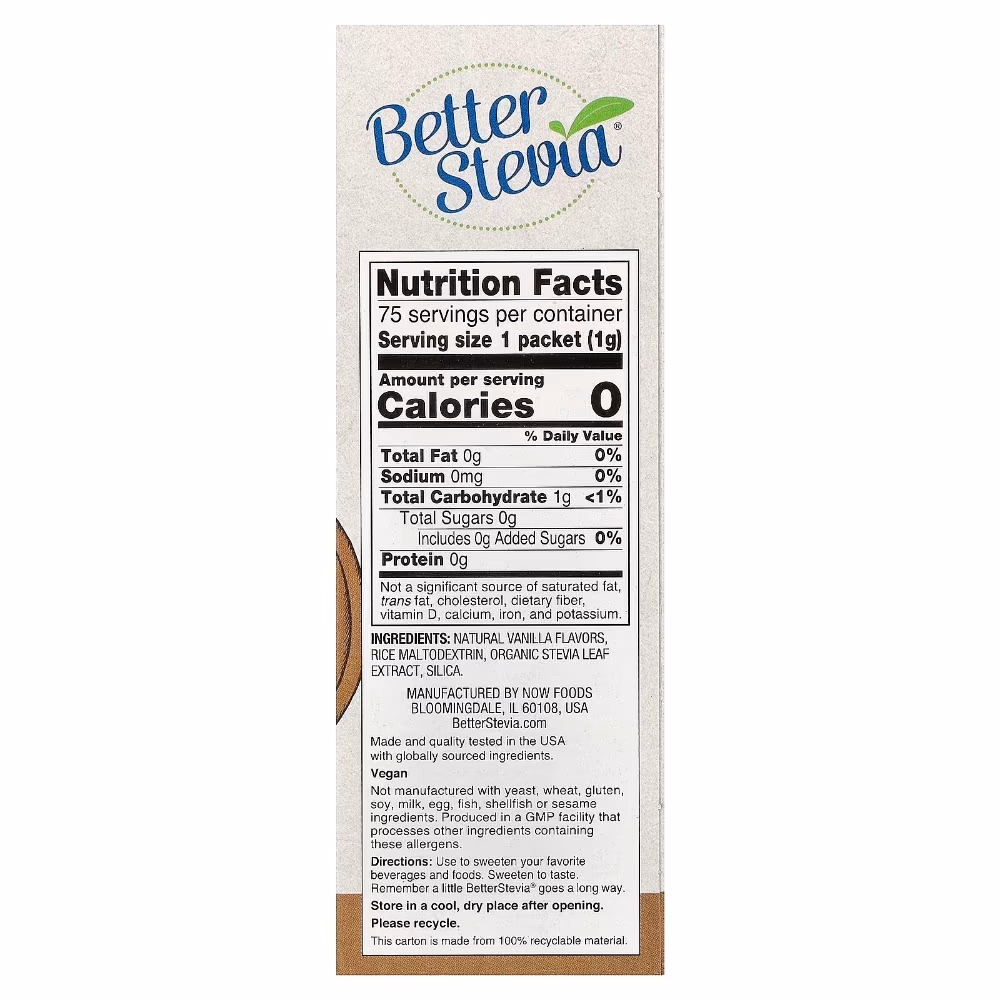 NOW Better Stevia French Vanilla 75 Packs 3