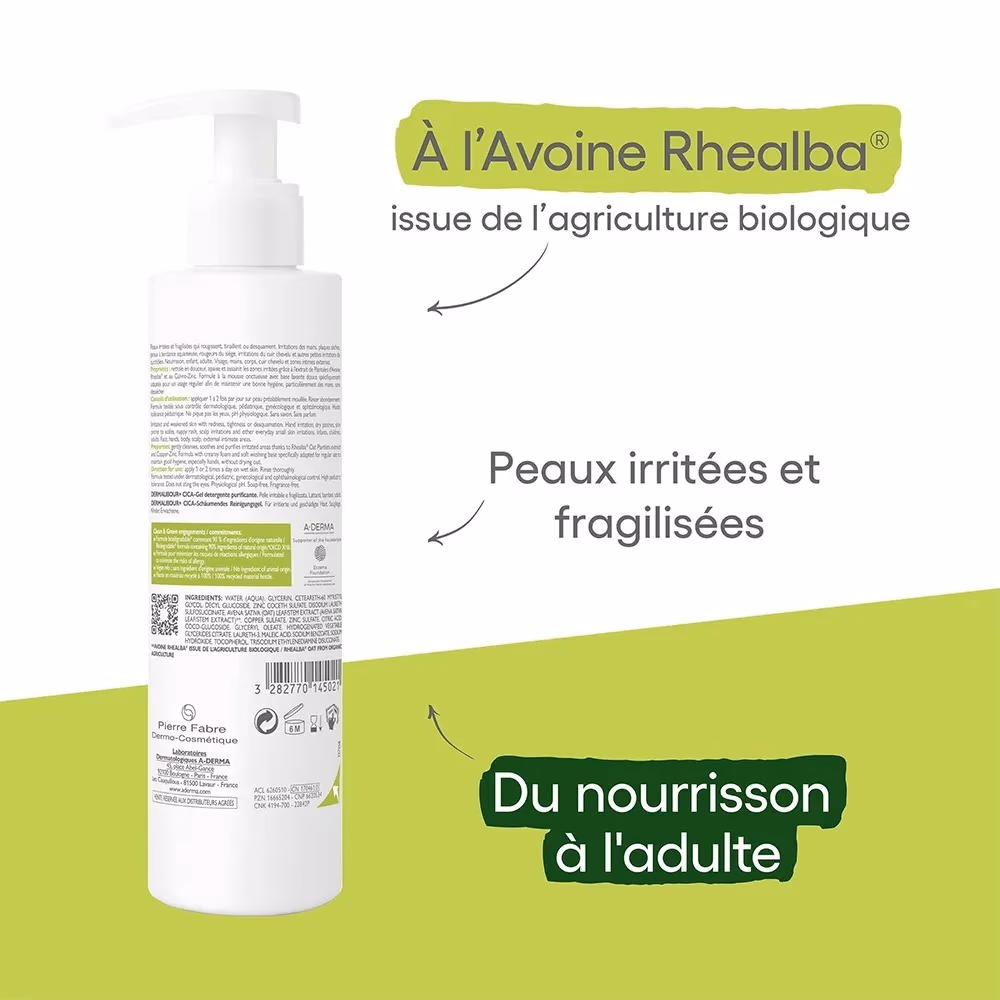 A-Derma Dermalibour+ Purifying Foaming CICA-Gel (200ml) 2