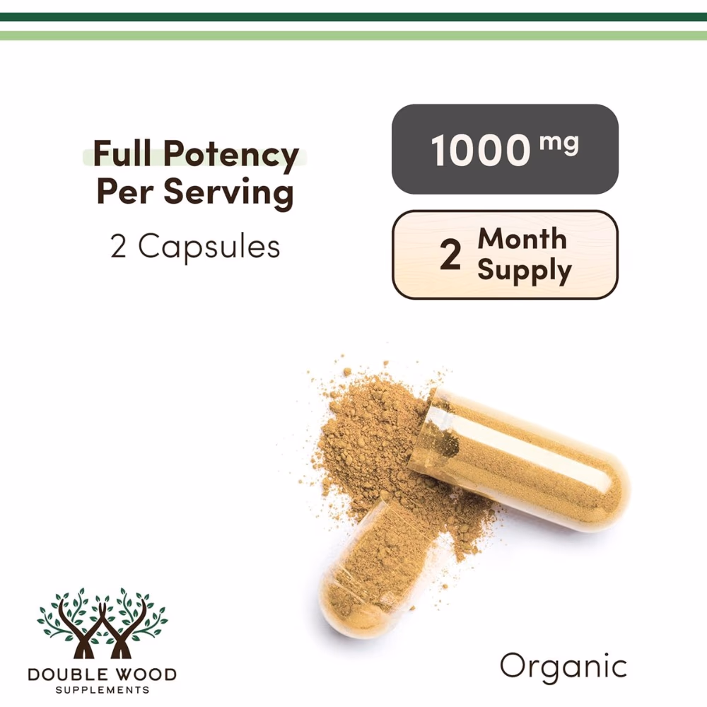 Double Wood Lion’s Mane Mushroom 500mg-120 Capsules  2