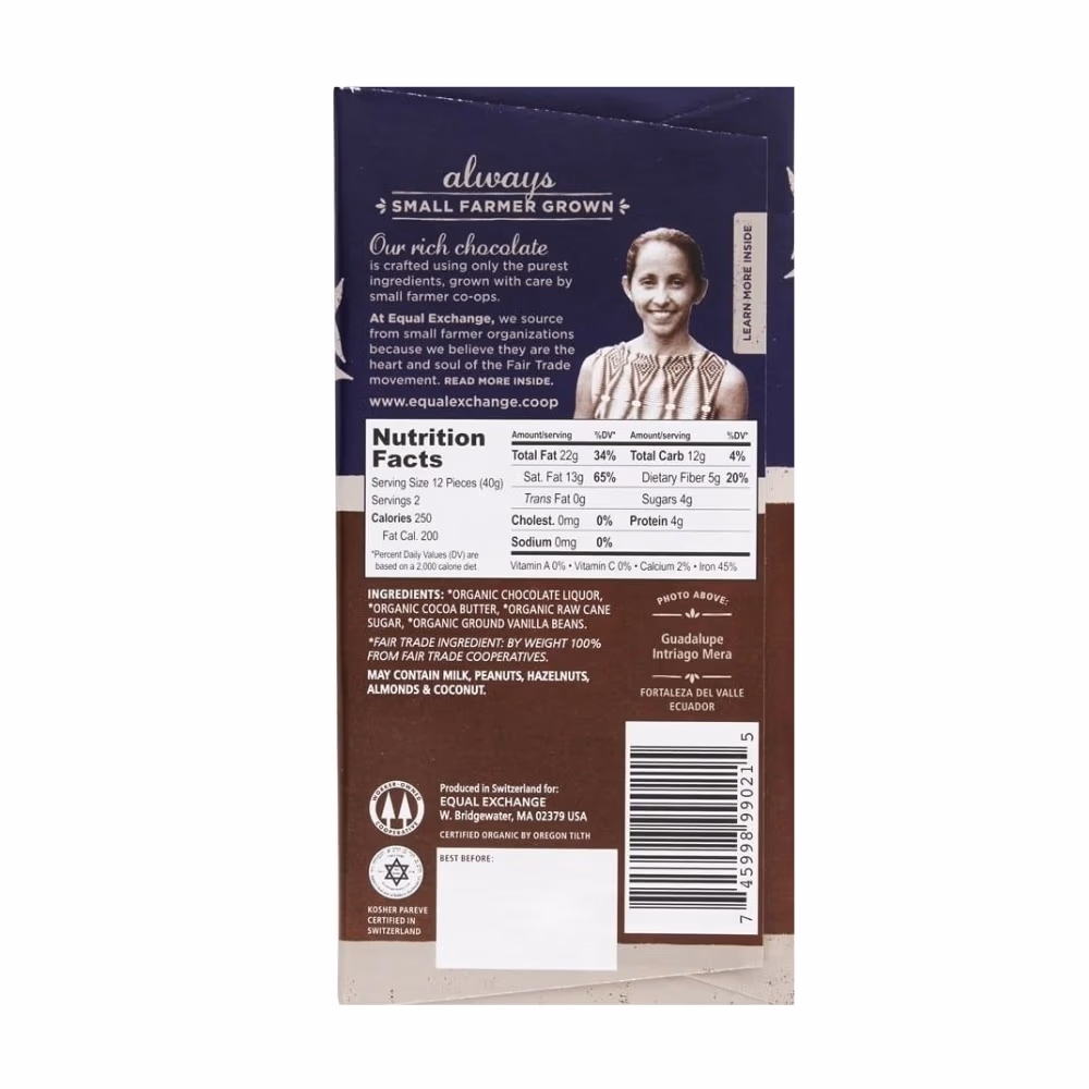 Equal Exchange Organic Dark Chocolate 80g 3
