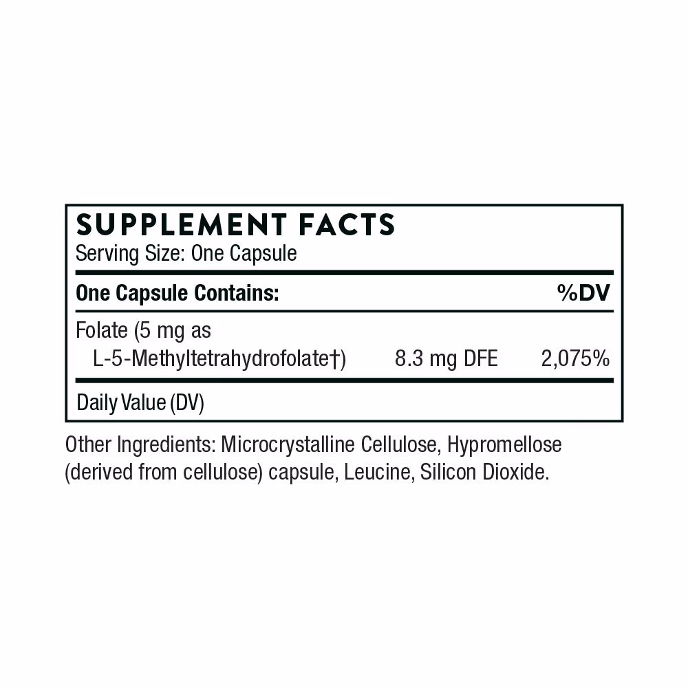 Thorne 5-MTHF 5mg Methylfolate 60 Capsules 5