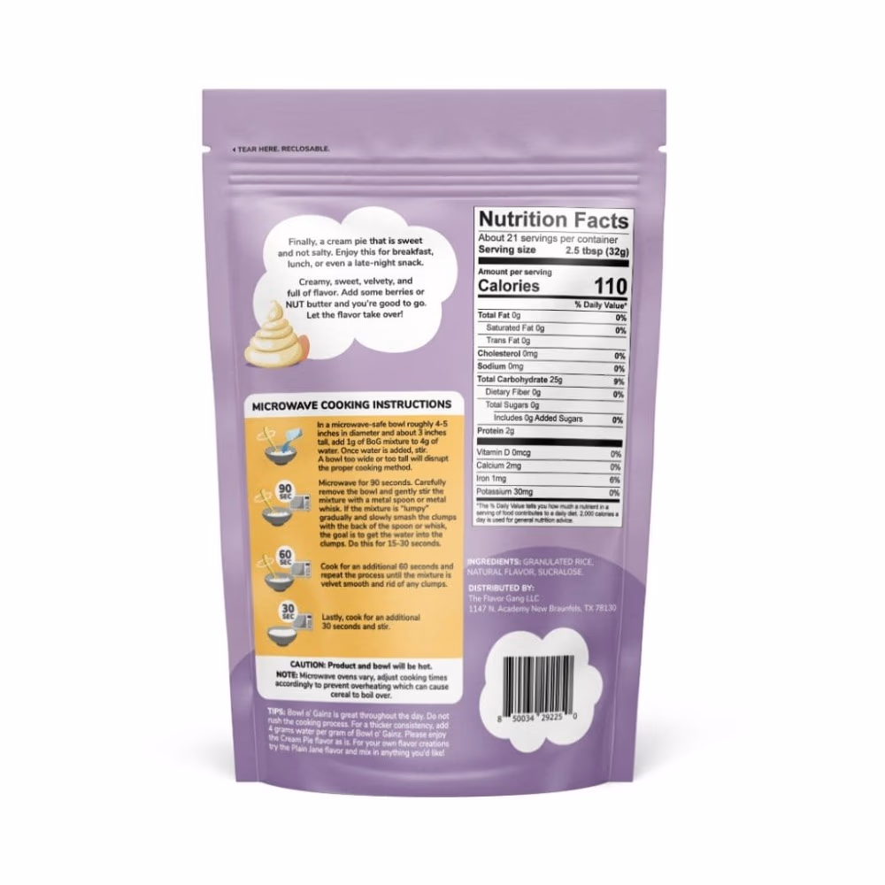 The Flavour Gang Hot Cereal Bowl Gainz Cream Pie 681g 2