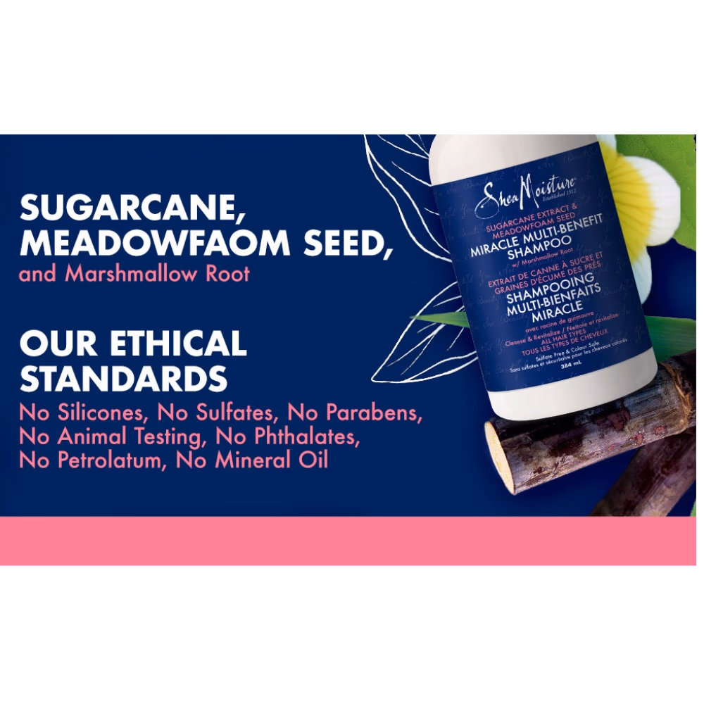 Shea Moisture Sugarcane Extract and Meadow Foam Seed Miracle Multi-Benefit Shampoo 384ml 2