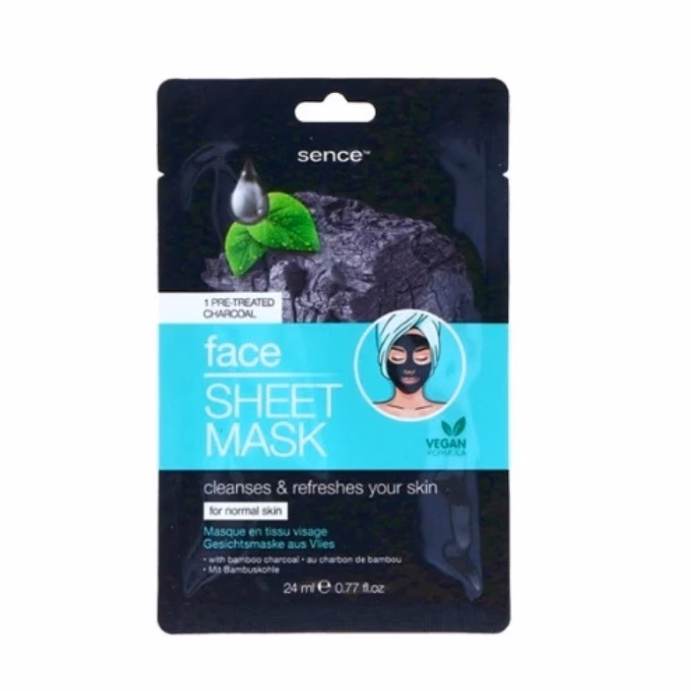 Sence Vegan Bamboo Face Sheet Mask Charcoal 24ml 3