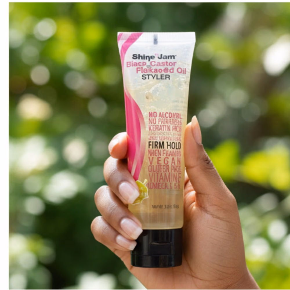 Shine 'N Jam Black Castor Flaxseed Styler Gel 85GM 2