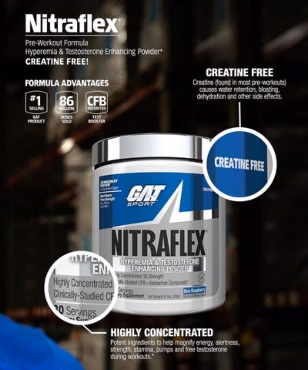 GAT Sport Nitraflex Blue Raspberry 30 Servings 5