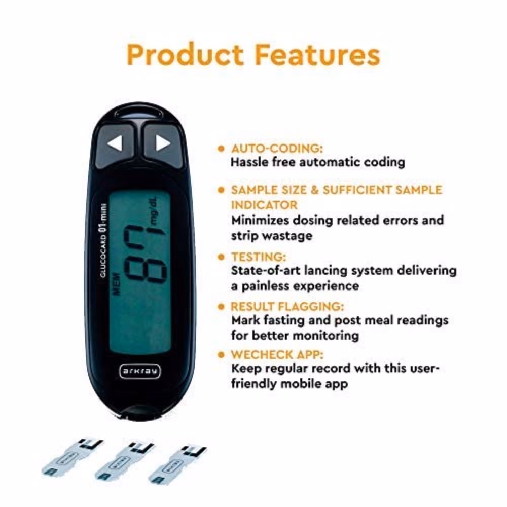 Arkray Max Glucocard 01 Mini Blood Glucose Monitoring Kit With 50 Strips 2