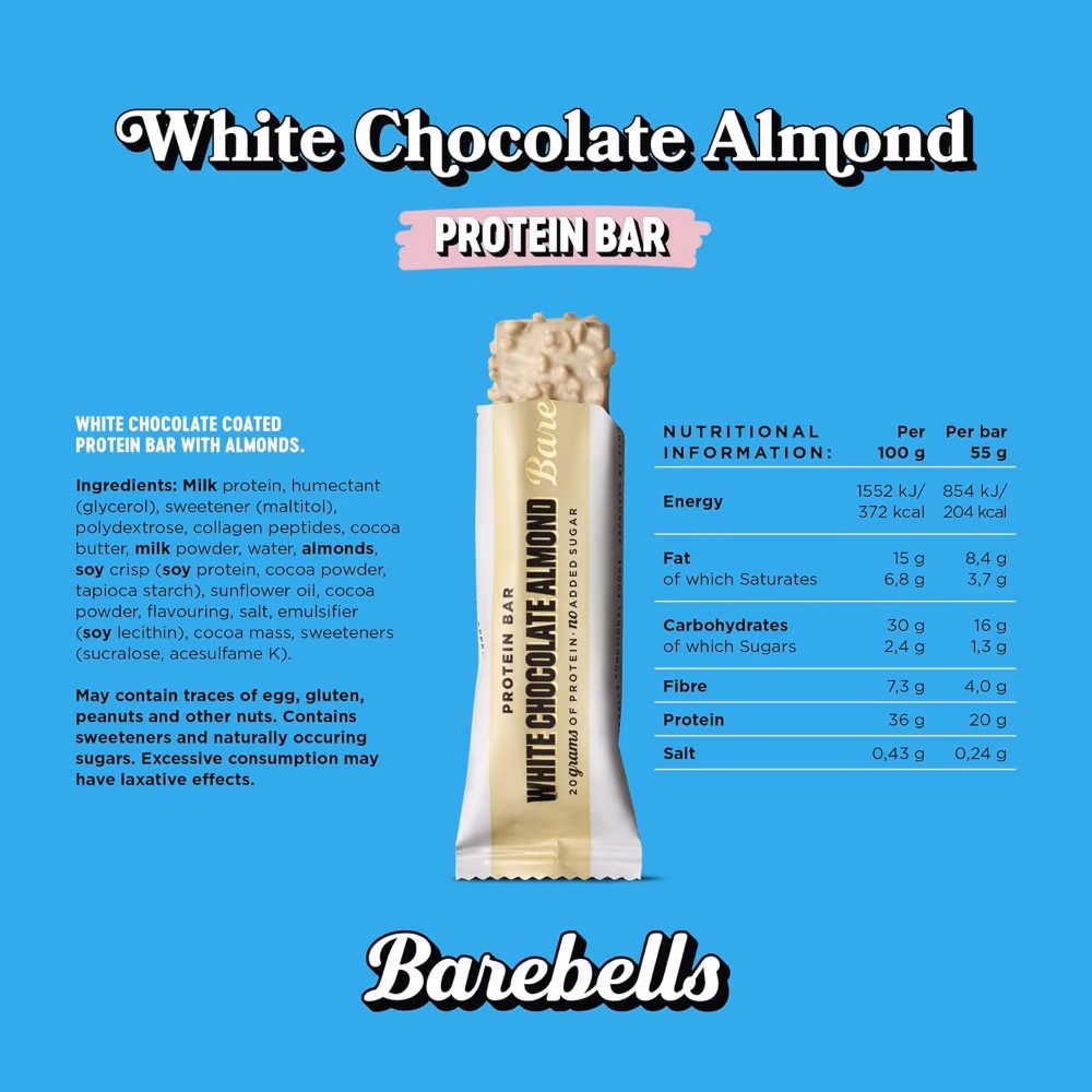 Barebells Protein Bar - White Chocolate Almond 55g 2