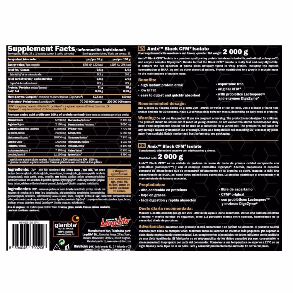 Amix Black CFM Isolate Dubai Chocolate 2kg 2