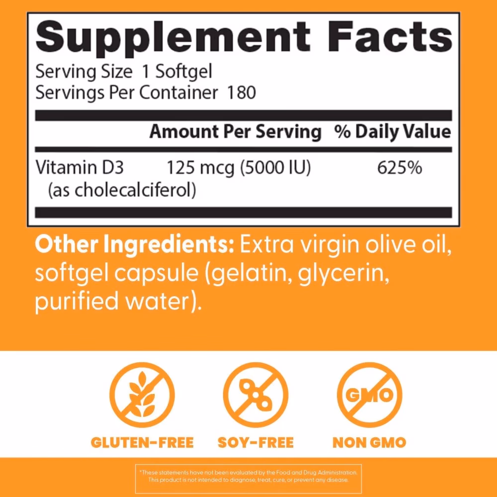 Doctor's Best Vitamin D3 5000 IU, 180 Softgels 4