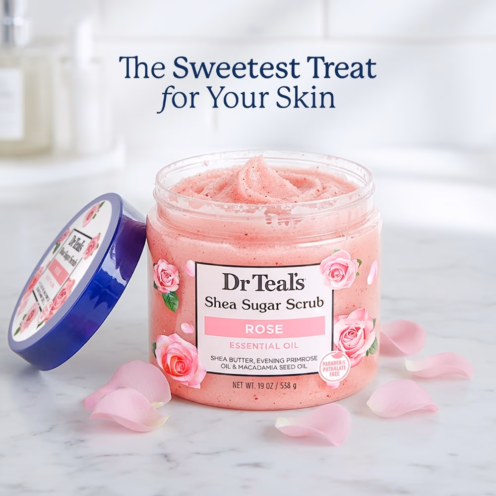 Dr Teals Shea Sugar Scrub Rose 538g 5