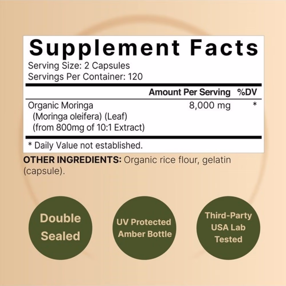 NatureBell Moringa 8000mg 240 Capsules 2