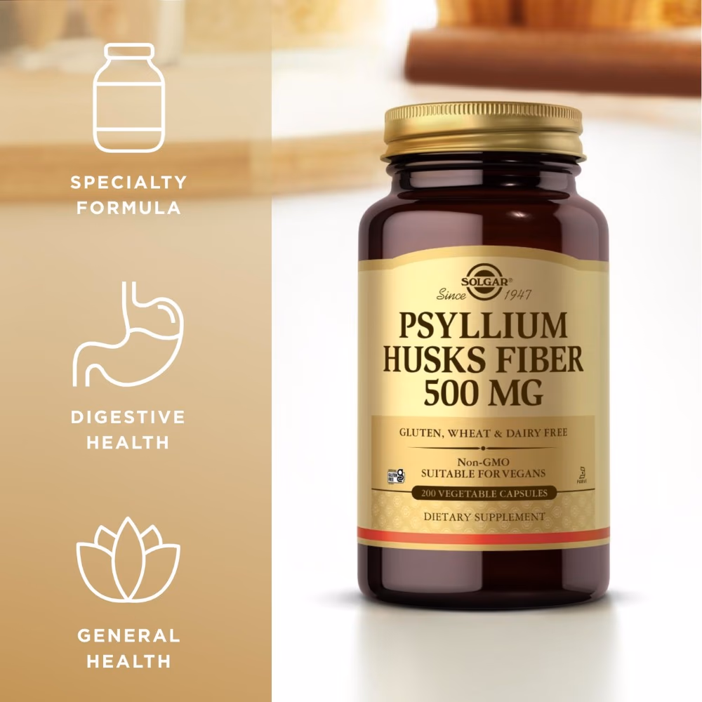 Solgar Psyllium Husk Fiber 500mg - 200 Vegetable Capsules 2