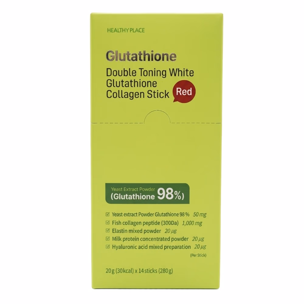 Healthy Place Double Toning White Glutathione Collagen Jelly 14 Sticks - Green Apple Flavor 2