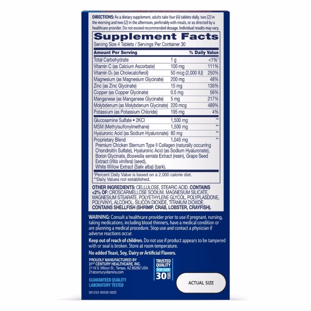 Arthri-Flex Advantage Tablets with MSM, Glucosamine, Chondroitin & Hyaluronic Acid – 120 Count 5